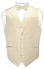 Men's Dress Vest & BOWTie EGG YOLK CREAM Vertical Striped Design Bow Tie Set
