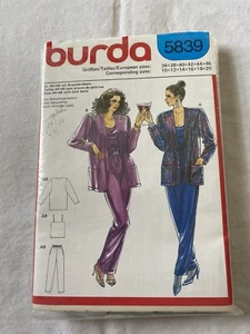Women's Evening Jacket and Trousers Burda 5839 Pattern 10-20 Part Cut - Picture 1 of 3