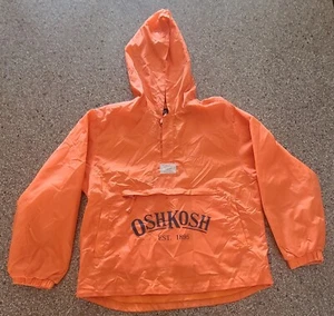 OSHKOSH- Childs Hooded Rain Jacket Pullover Anorak- Orange- Front Zippered Pouch - Picture 1 of 6