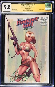 Revólver Danger Girl #1 variante de color CGC JSA 9,8 FIRMADO J Scott Campbell IDW - Imagen 1 de 2