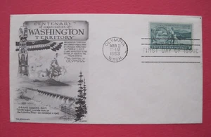 US #1019 1953 Centenary of Washington Territory 3c Stamp FDC Rare Cachet - Picture 1 of 2