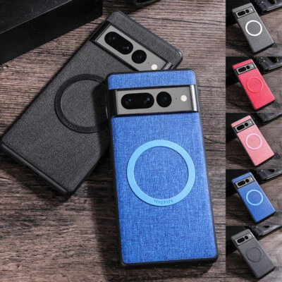 For Google Pixel 7a/7Pro/8 Pro Cloth Hybrid Leather Magsafe Slim Phone Back Case - Image 1 of 4