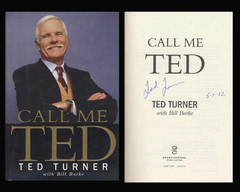 TED TURNER Autographed Signed Book CNN America's Cup Atlanta Braves Cover
