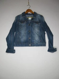 Mudd Girls Denim Button-Up Long Sleeve Jacket Chest Pockets Collared Sz XL Blue - Picture 1 of 7