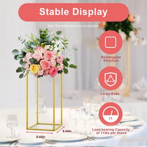 10*23.6" Tall Gold Metal Flower Stand for Wedding Table Centerpieces Decor Stand - Picture 1 of 18