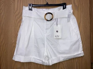 NWT Womens Gloria Vanderbilt White Belted Cotton Vacation Short Pockets SIZE 12 - Picture 1 of 11