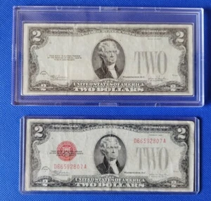 RARE 1928 SERIES $2 BILL "NO SERIAL NUMBER/NO RED SEAL WITH 2ND $2 BILL 1928. - Picture 1 of 11