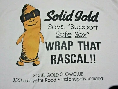 Винтажная футболка Solid Gold Strip Club Exotic Dancer (M) безопасный сексуальный презерватив Индиана  - Изображение 1 из 4
