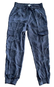 NWT Aerie Dark Gray Satin Cargo Jogger Pants Size Small - Picture 1 of 10