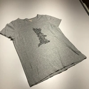 J. Crew Sweater Shirt Large Heather Gray Lightweight Short Sleeve Scribble Dog - Picture 1 of 13