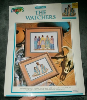 The Watchers CROSS STITCH PATTERN CHART Nancy Phelps American Indian Culture - Image 1 of 4