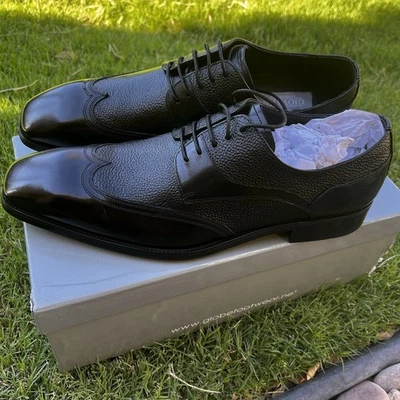 NEW Giovanni 6842 Black Wingtip Men’s Dress Shoes Leather Upper 10.5 Handmade - Image 1 of 4