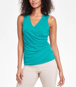 INC International Concepts Damen Side-Zip Surplice Top Fresco Blue Gr. M - Bild 1 von 3