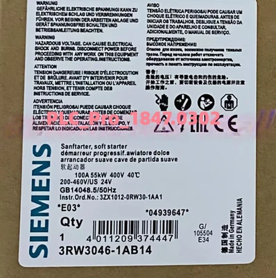 3RW3046-1AB14 1PCS Brand New Siemens 3RW30461AB14  Fast delivery - Image 1 of 4