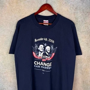 VTG 2008 Barrack Obama Biden Campaign T Shirt Sz L Navy Blue Election USA  - Picture 1 of 8