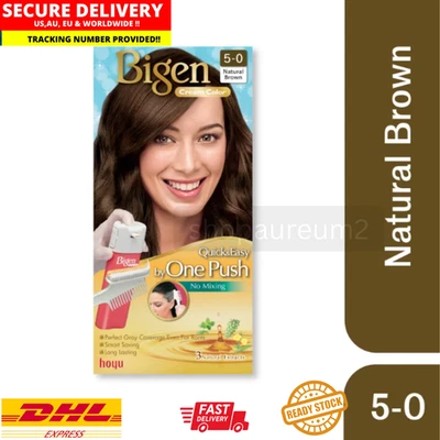 NUEVO Hoyu Bigen ONE PUSH Color Crema Teñido Rápido y Fácil Marrón Natural 5.0 Foto 1 de 4