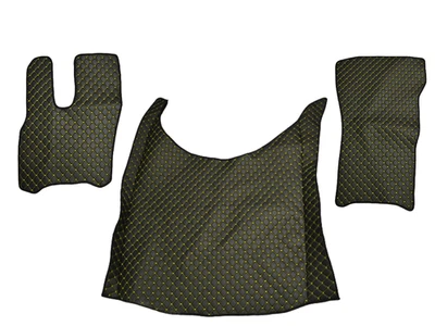 Schwarze Mit Gelben Fußmatten + Motorabdeckung Eco-Leder Für DAF XG 2021+ - Bild 1 von 2