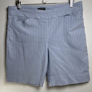 Hilary Radley Women’s Blue White Striped Pull-On Bermuda Shorts - Size L - Picture 1 of 12