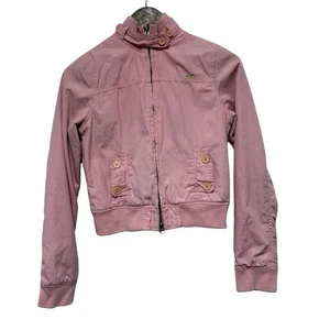Hollister Vintage Y2K 2000 Jacket Womens M Pink Cotton Cropped Preppy Zip Rare - Picture 1 of 11