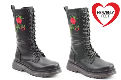 HEAVENLY FEET AVENA 2 ROSE TALL LACE ZIP LADIES WOMENS BOOTS VEGAN