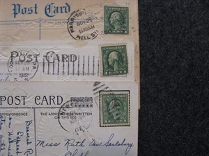 3 George Washington One Cent Stamps on post cards 1912 very rare - Picture 1 of 1
