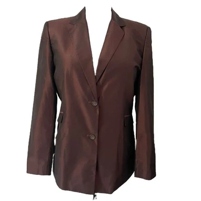 Блейзер Alfani шоколадно-коричневый бордовый 100% шелк размер: 12 - Изображение 1 из 4