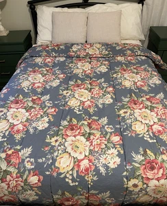 Vintage Ralph Lauren Floral Kimberly Comforter Blue Roses Cottage Full/Queen - Bild 1 von 6