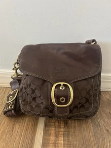 COACH Bleecker Legacy Signature Handbag Brown Flap Shoulder Bag F0794-11434 - Picture 1 of 11