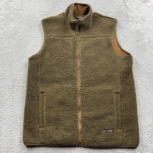Eddie Bauer Sherpa Vest Mens Medium Brown Retro Deep Pile Outdoors Hiking - Picture 1 of 9