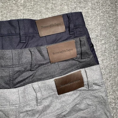 Pantalones de lana Ermenegildo Zegna Roccia para hombre 38x33 5 bolsillos chinos elásticos LOTE DE 3 Foto 1 de 4
