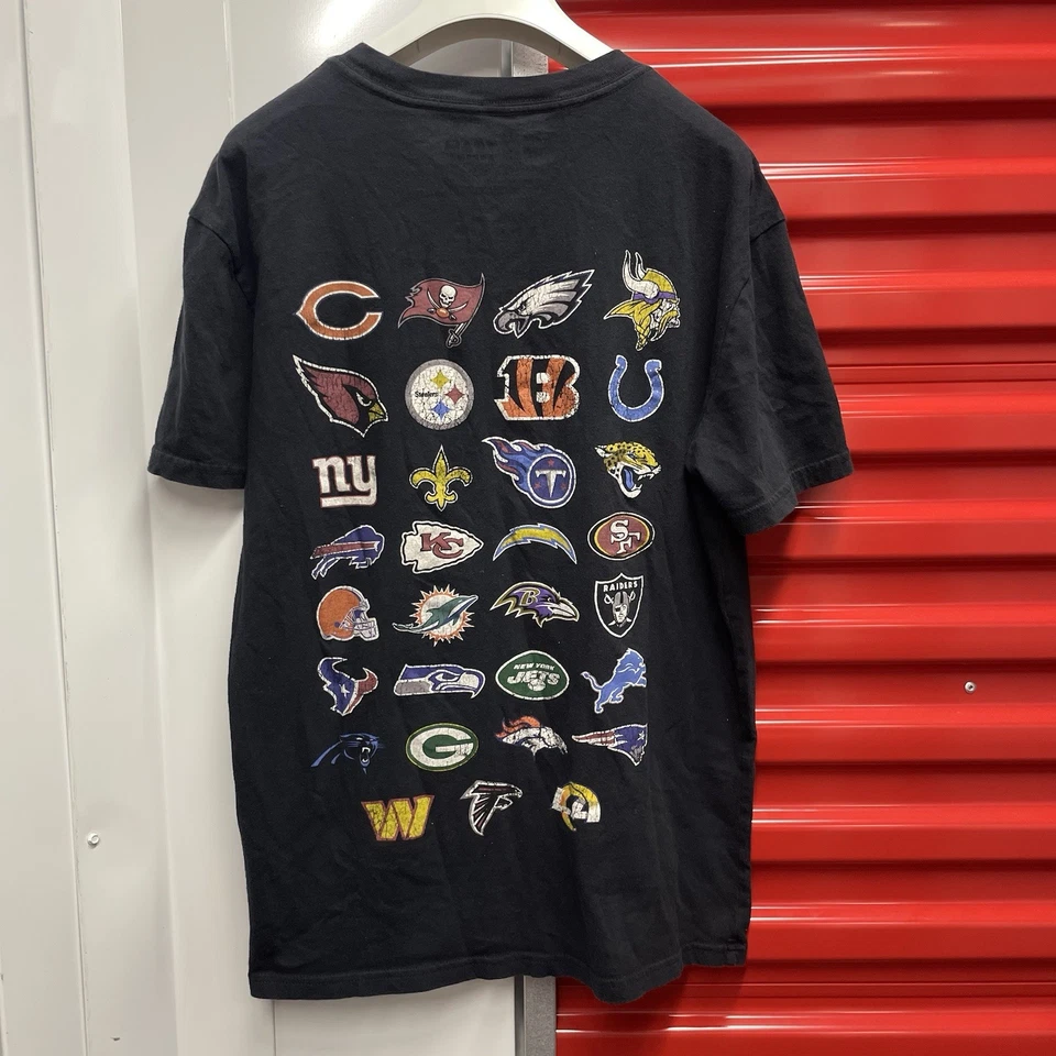 Team Apparel AOP NFL Men's Black Relaxed Crew Neck All Teams Graphic T-Shirt S - Image 1 of 3