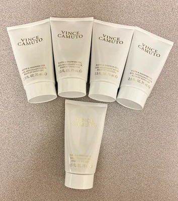 LOTE 5 PEÇAS GEL DE BANHO E CHUVEIRO VINCE CAMUTO NÃO LACRADO 2,5 fl oz EA (TOTAL 12,5 fl oz) - Imagem 1 de 3