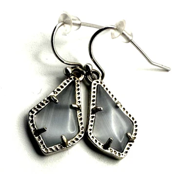 Pendientes perforados Kendra Scott 1 1/8" 'ALEX' en gris ojo de gato y chapado en rodio Foto 1 de 4