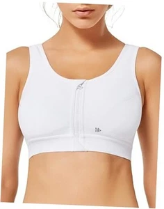 Zip Front Sports Bras 32A-48DD Plus Size for Women 40E White/Please Size Up - Picture 1 of 7