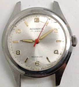 Vintage Rodania AS ST Cal. 1802/03 17 jewel SS wrist watch running - Picture 1 of 9