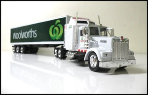 KENWORTH W900 Truck Trailer 1/43 Rare Tri Axle - Woolworths  Custom Graphics - Picture 1 of 8