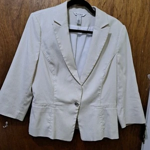 WHITE HOUSE BLACK MARKET Women's US Size 14 Mid Length Pinstripe Jacket Blazer - Picture 1 of 7