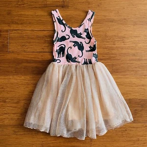 Bonds Baby Girl Halloween Black Cat Orange Sleeve Tutu Dress Size 3 GUC - Picture 1 of 4