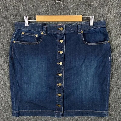 Falda Chaps Mujer Talla 12 Azul Denim Recta Hasta la Rodilla Botón Delantero Informal Foto 1 de 4