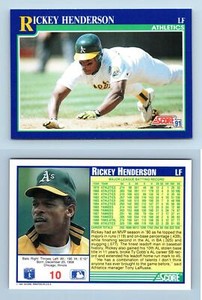 Rickey Henderson - Athletics #10 Score 1991 Baseball Trading Card