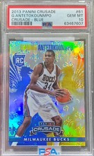 2013-14 Crusade Giannis Antetokounmpo Rookie Blue Prizm RC #61 PSA 10 Gem Mint