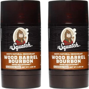 Dr. Squatch Natural Deodorant for Men 2 Pack Wood Barrel Bourbon – Odor-Squat... - Picture 1 of 6