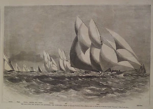 YACHT RACE FOR THE QUEENS CUP ENGRAVING HARPER'S WEEKLY 1870 - Picture 1 of 2