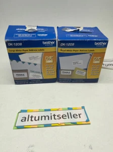 LOT OF 2 Brother DK-1209 DK-1208 SMALL AND LARGE Addess Paper Label SEE PHOTOS - Picture 1 of 5