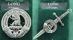 Alfiler largo de peltre o falda escocesa cresta del clan irlandés O'Longain - Imagen 1 de 3