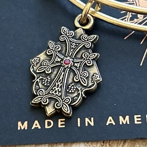 NWT Alex and Ani "ARMENIAN CROSS" Swarovski Charm Gold Bracelet w/Tag & Card - Picture 1 of 5