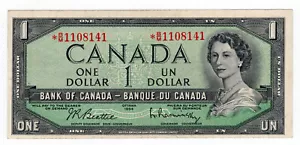 Bank of Canada 1954 One Dollar Replacement Note *B/M Asterisk VF - Picture 1 of 2