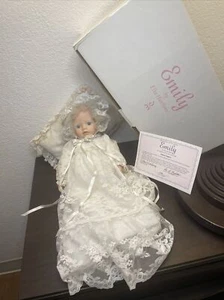 Danbury Mint "Emily" by Elke Hutchens Porcelain Christening Baby White Lace Gown - Picture 1 of 13
