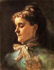 Art Huile Peinture Sargent - Jeune Portrait Femme - Emily Sargent avec Boucles d'Oreilles
