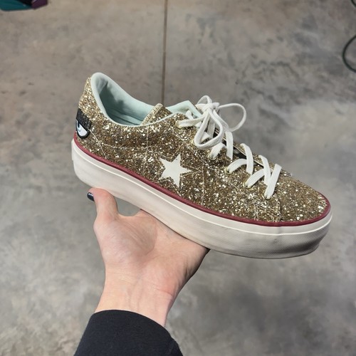 Scarpa Converse Chiara Ferragni glitter oro donna US 9 una stella plateau bassa